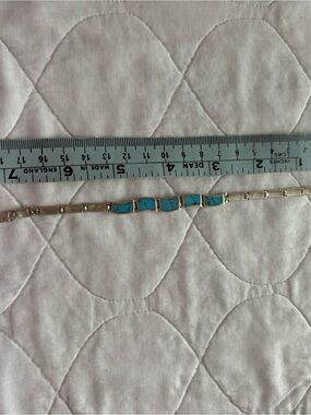Sterling Silver Turquoise Inlay Link Bracelet